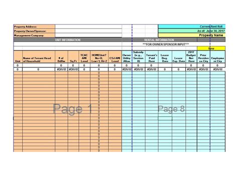 Free Excel Rent Roll Template