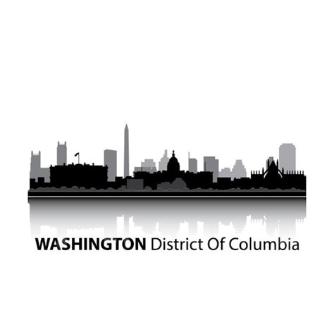 Washington D.C. Skyline Silhouette with Iconic Landmarks and Text ...