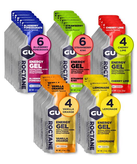 GU Energy Assorted Fruity Flavors Kosher Energy Gels,, 48% OFF