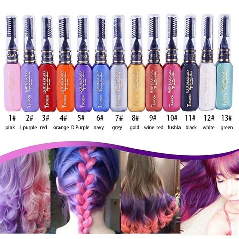 13 Colors One-off Hair Color Dye Temporary Non-toxic DIY Hair Color Mascara Washable One-time ...