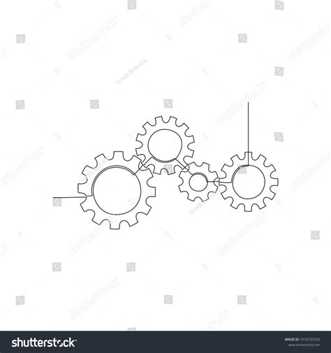 Continuous Line Drawing Gears Wheel Gears Stock Vector (Royalty Free ...