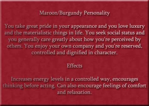 Maroon & Burgundy Personality & Effects | Color psychology, Color ...