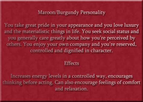 Maroon & Burgundy Personality & Effects | Color psychology personality, Color psychology, Color ...