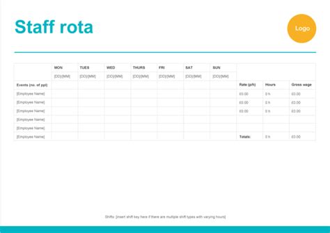 Staff Rota Template | Free download - Zervant