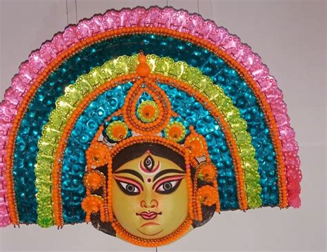 Handmade Goddess Durga Multicolor Paper Mache Chhau Face Mask - Shop Eco-friendly Luxury Items!