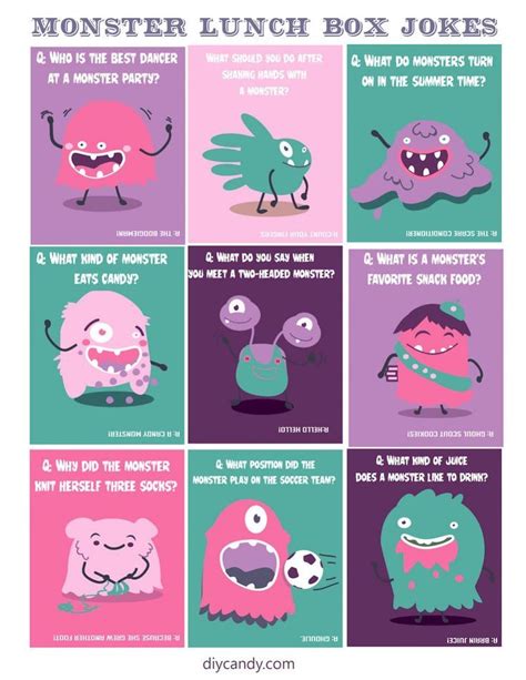 Cute and Free Monster Lunch Box Jokes | Lunchbox jokes, Kids lunch box notes, Jokes for kids