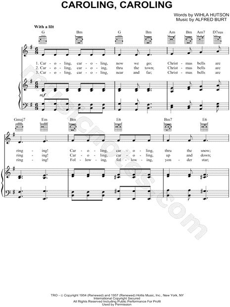 Alfred Burt "Caroling, Caroling" Sheet Music in G Major (transposable) - Download & Print - SKU ...