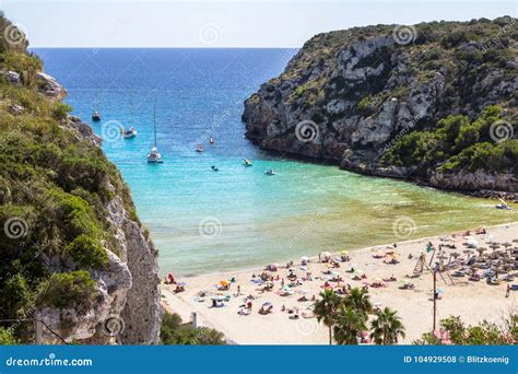 Cala En Porter Beach, Menorca, Spain Editorial Stock Photo - Image of baleares, landmark: 104929508