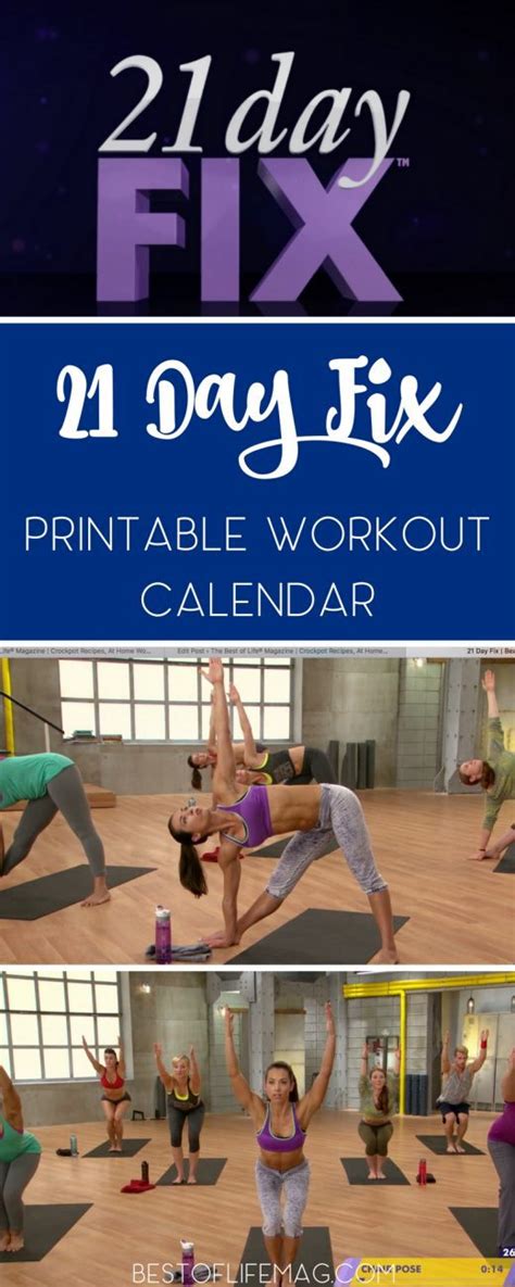 21 Day Fix Printable Workout Calendar - The Best of Life Magazine