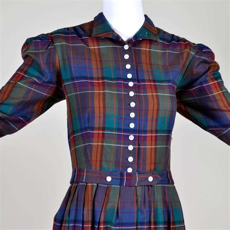 Rare Vintage Ralph Lauren 1980s High Neck Plaid Prairie Style Dress ...