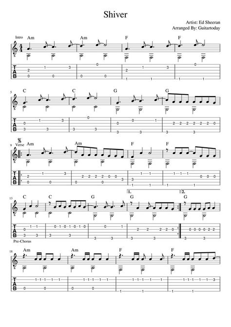 Ed Sheeran - Shiver Sheet Music