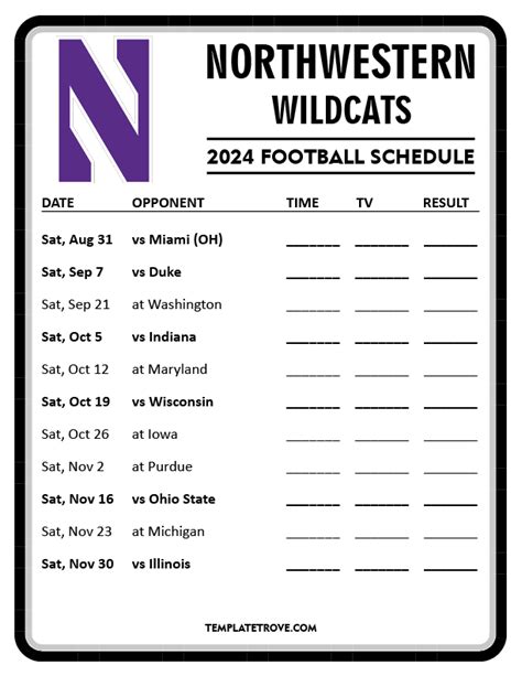 Northwestern 2024 Football Schedule - Josy Rozina