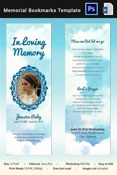 Free Memorial Card Template For Word - PRINTABLE TEMPLATES