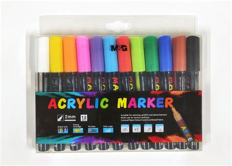 M&G APL976E1 12 Acrylic Colour Paint Markers Set