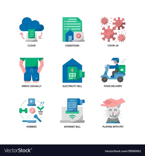 Work from home icons set Royalty Free Vector Image