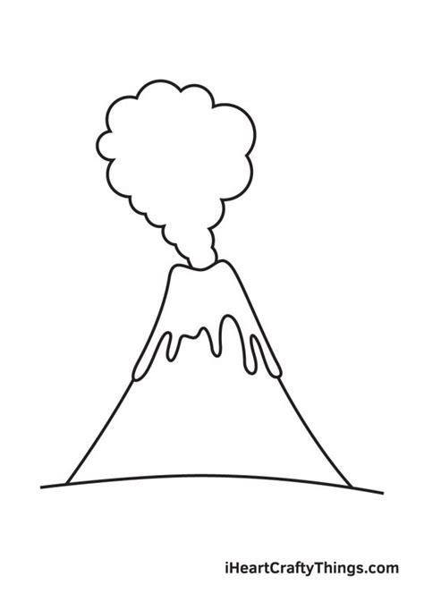 Volcano Drawing - How To Draw A Volcano Step By Step