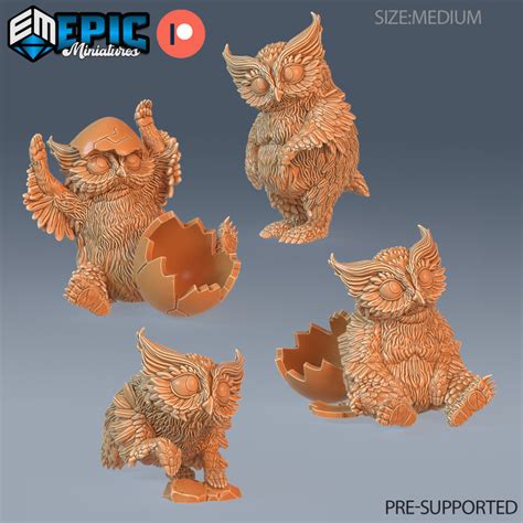 3D Printable Owlbear Baby Set / Owl Bear Hybrid / Wild Animal Beast ...