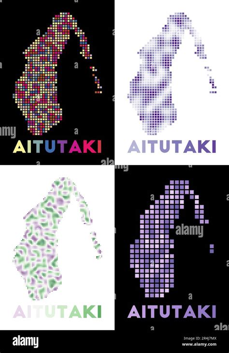 Aitutaki map. Collection of map of Aitutaki in dotted style. Borders of ...