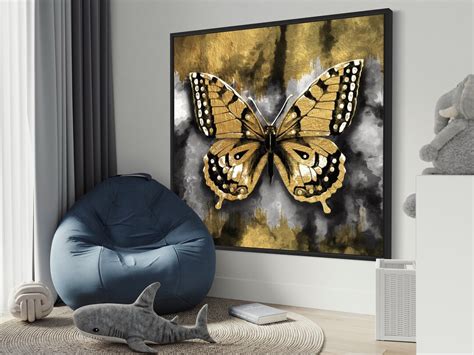 Gold Butterfly Wall Art Gold Wall Decor Gold Metal Flower - Etsy