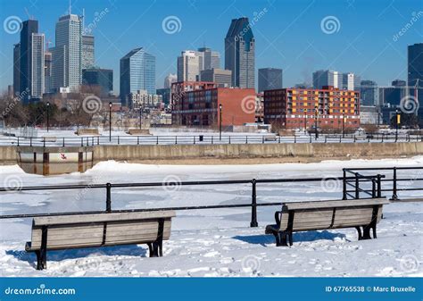 Montreal Skyline in Winter from Lachine Canal. Editorial Stock Photo - Image of beautiful ...