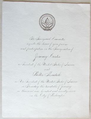 1977 President Jimmy Carter...Inaugural Invitation -- Antique Price ...