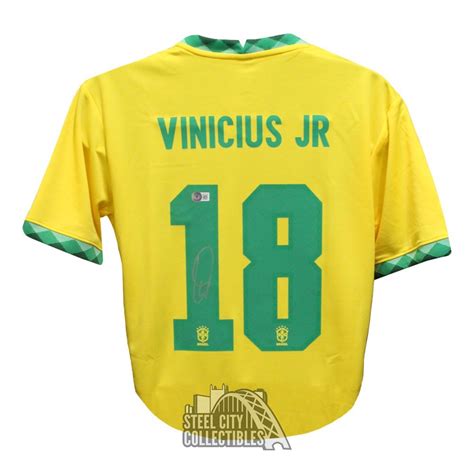 Vinicius Junior Autographed Brazil Soccer Jersey - BAS | Steel City ...