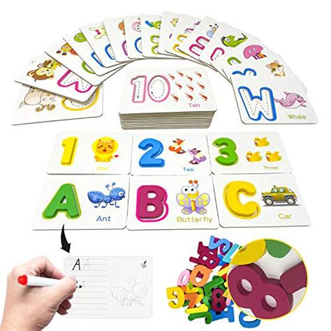 Alphabet Flash Cards Games with Wooden Number ABC Letters for Toddlers and Kids All Ages and ...