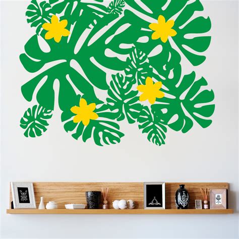 Tropical Leaves and flowers Wall Decal Sticker