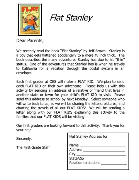 Flat Stanley Letter Template | Bienvenido a la escuela, Escuela ...