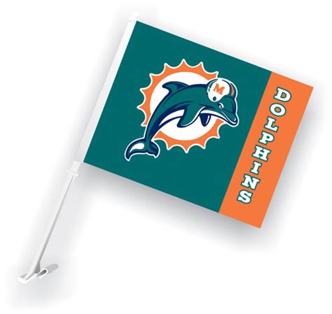 E33377 NFL Miami Dolphins 2-Sided 11" x 14" Car Flag