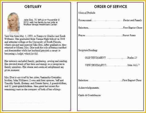 Free Printable Funeral Program Template Of Free Memorial Service ...