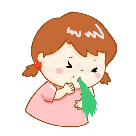 Ill girl vomiting cartoon stock vector. Illustration of adult - 62148268