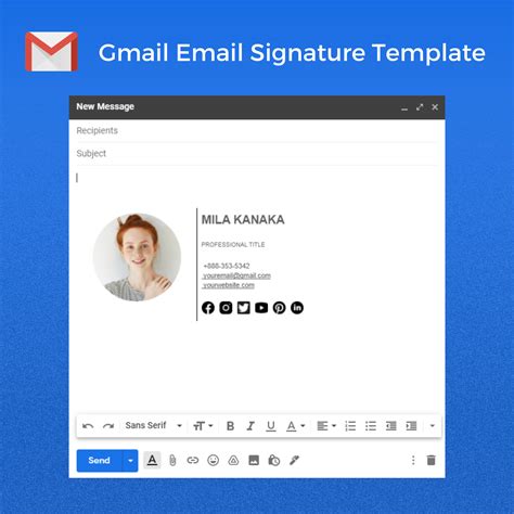 Professional Gmail Email Template Clickable with Social Media | Etsy