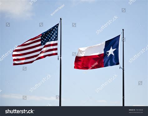 American Texas Flags Flying High Together Stock Photo (Edit Now) 74018638