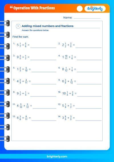 FREE Operation With Fractions Worksheets [PDFs] Brighterly