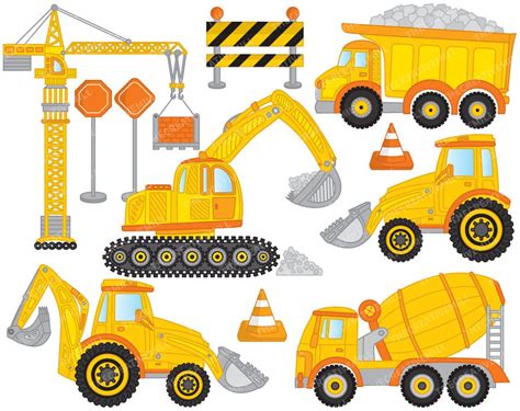 Construction Clipart Vector Construction Clipart, Crane Clipart, Truck ...