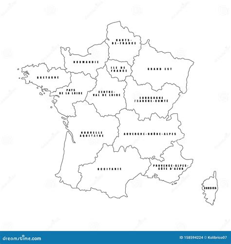 France Regions Black Outline Map. Vector Map. French Regions.. Stock ...