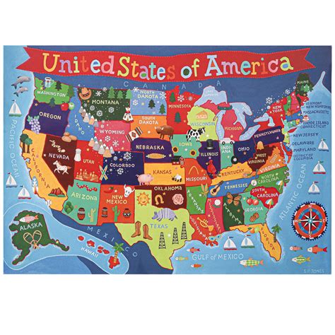 United States of America Laminated Map Kids, 36 x 24 Inches, 1 Piece | Mardel | 4007316