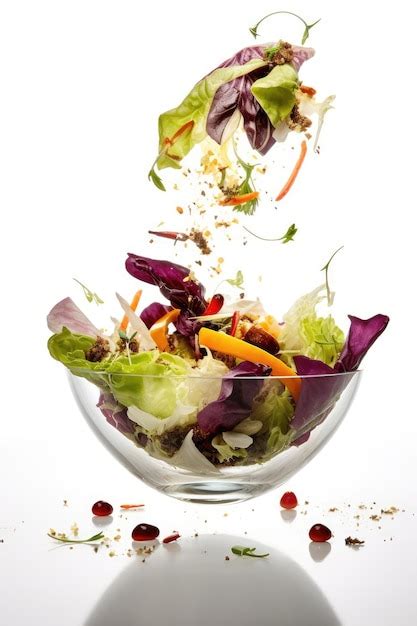 Premium Photo | Flying Salad Isolated Falling Salat Ingredients on ...