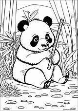 Beautiful Panda Eating bamboo  Coloring Pages For Adults sketch template