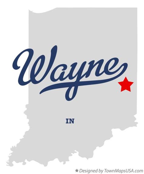 Map of Wayne, Wayne County, IN, Indiana