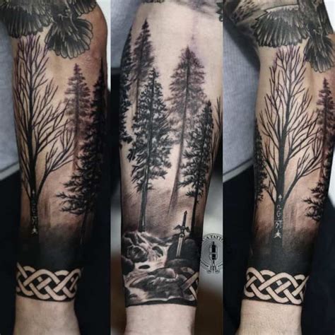 Top 63 Best Forest Sleeve Tattoo Ideas - [2021 Inspiration Guide] | Viking tattoo sleeve, Celtic ...