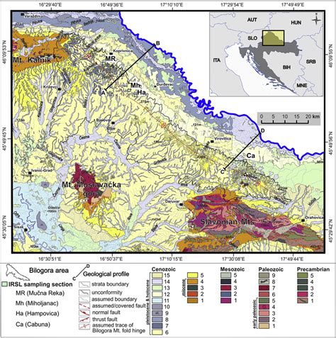 Geological map of the Bilogora area (after Mato s et al., 2017 d... | Download Scientific Diagram