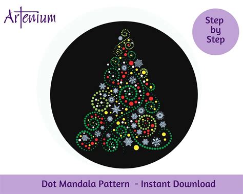 DOT MANDALA PATTERN 70 Christmas Tree Dot Art Guide | Etsy