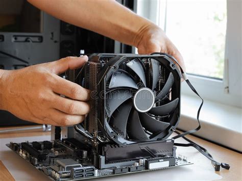 Hands Install Fans on Processor Cooling Cooler on Motherboard Stock Image - Image of technology ...