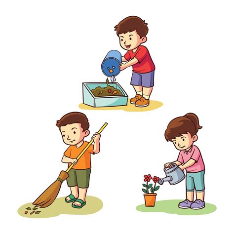 hand drawn kid cleaning the environment 7949290 Vector Art at Vecteezy