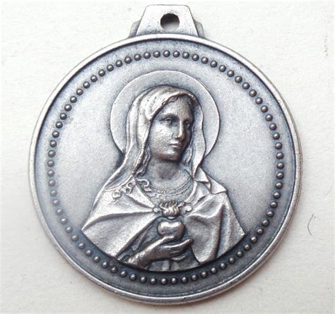 THE IMMACULATE HEART OF MARY – BEAUTIFUL VINTAGE MEDAL - Artefacts-Collector