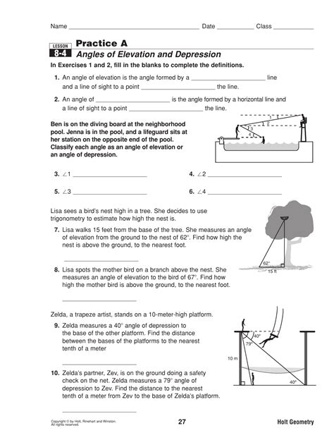 Angles Of Depression And Elevation Worksheet Answers — db-excel.com