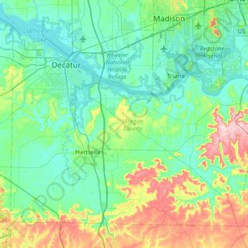 Morgan County topographic map, elevation, relief