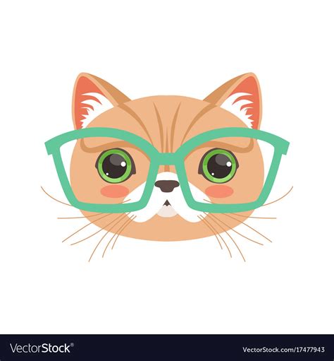 Cute cat wearing glasses funny cartoon animal Vector Image